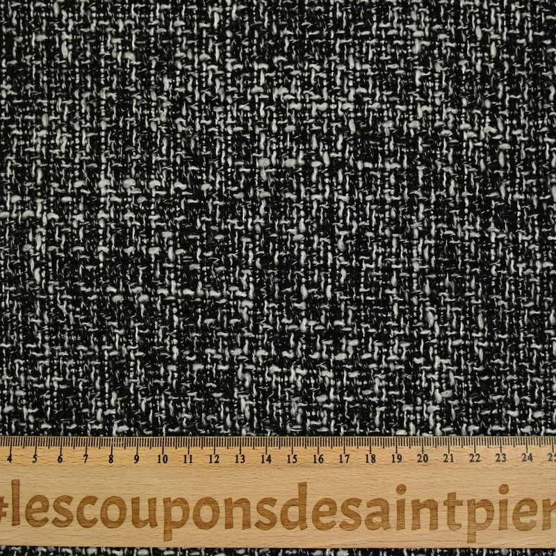 Tweed polyester noir et blanc effet chiné