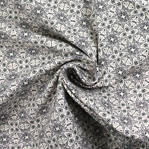 Elastane cotton satin L'amour en cross gray et pink