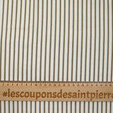 Coton imprimé rayé hachuré marron fond beige