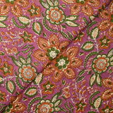 Indian cotton printed delhi brown and green purple background