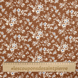 Popeline de coton imprimée abondance fleurie fond marron