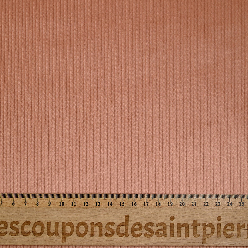 Velours côtelé de coton 3mm rose poudré vintage