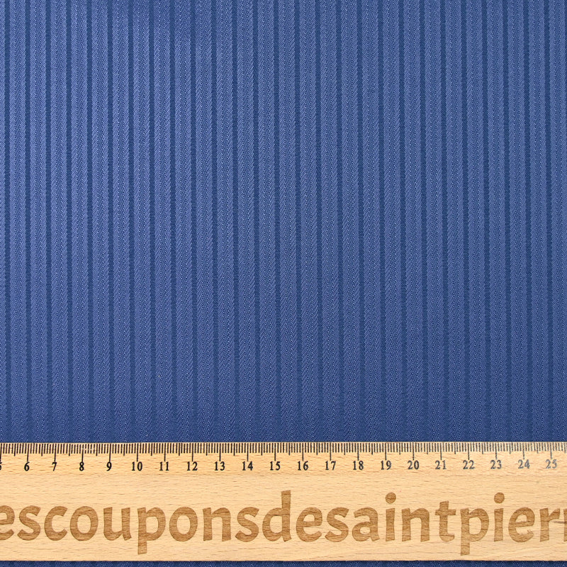 Satin de polyester jacquard rayé bleu