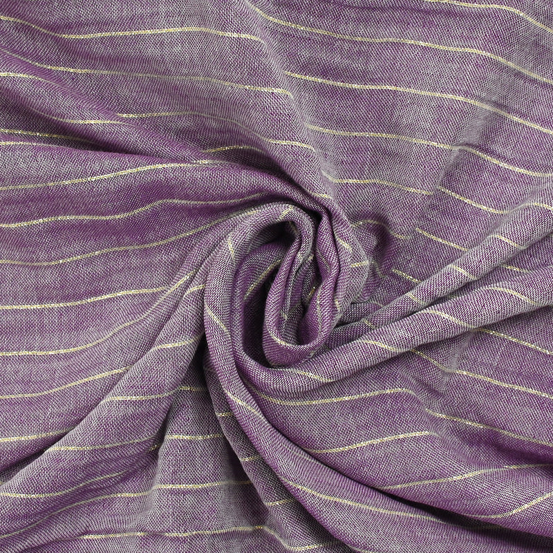 Double gauze striped lurex gilded purple background