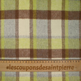 Laine mélangée brossée à carreaux beige, marron et anis