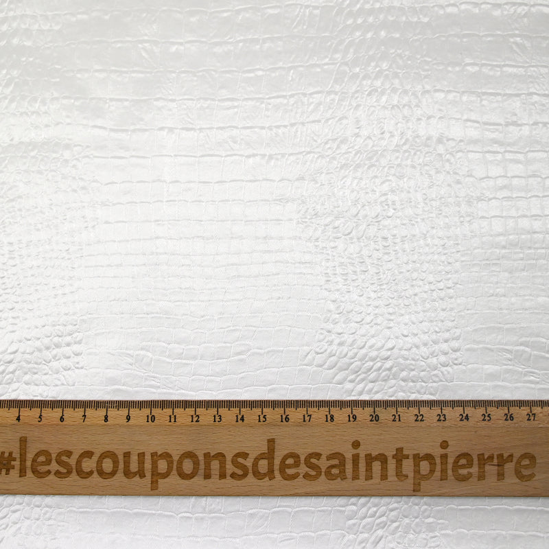 Satin polyester effet reptile blanc