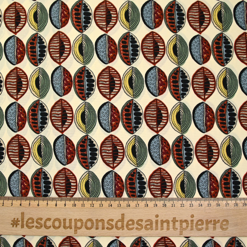 Polyester imprimé graines de bisous fond écru