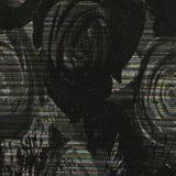 Toile tissée teinte fleurs noires et lignes multicolores brillantes