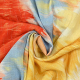 Crépon viscose lurex tie and dye bleu et orange