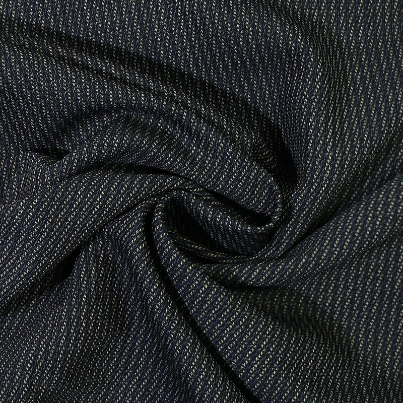 Tissu tailleur en laine mélangée rayure fantaisie fond noir