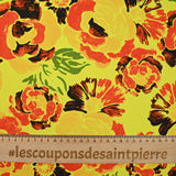 Crêpe lourd imprimé rosalia fond jaune fluo