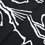 Printed viscose large white shape black background