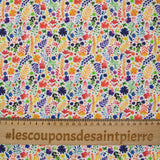 Coton imprimé fougères multicolore fond blanc