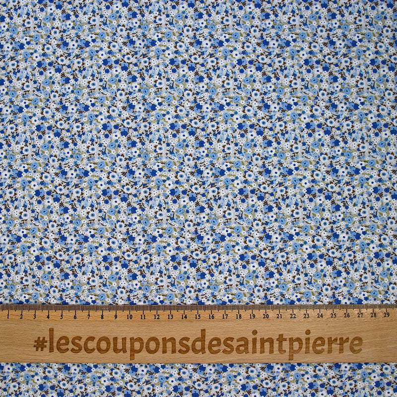 Coton imprimé s'épanouir bleu, blanc et vert