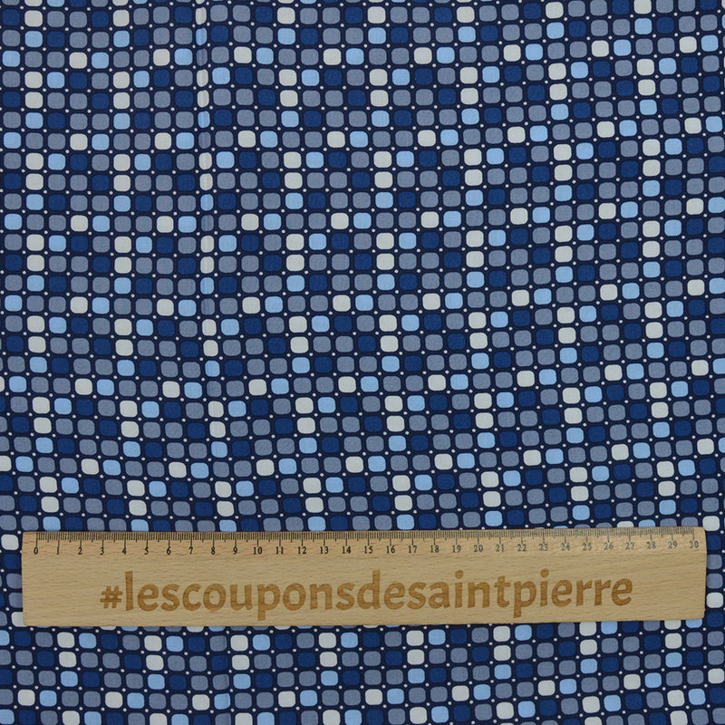Viscose imprimée carré arrondi bleu fond marine
