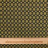 Gabardine de coton élasthanne imprimée Tourbillon jaune fond noir