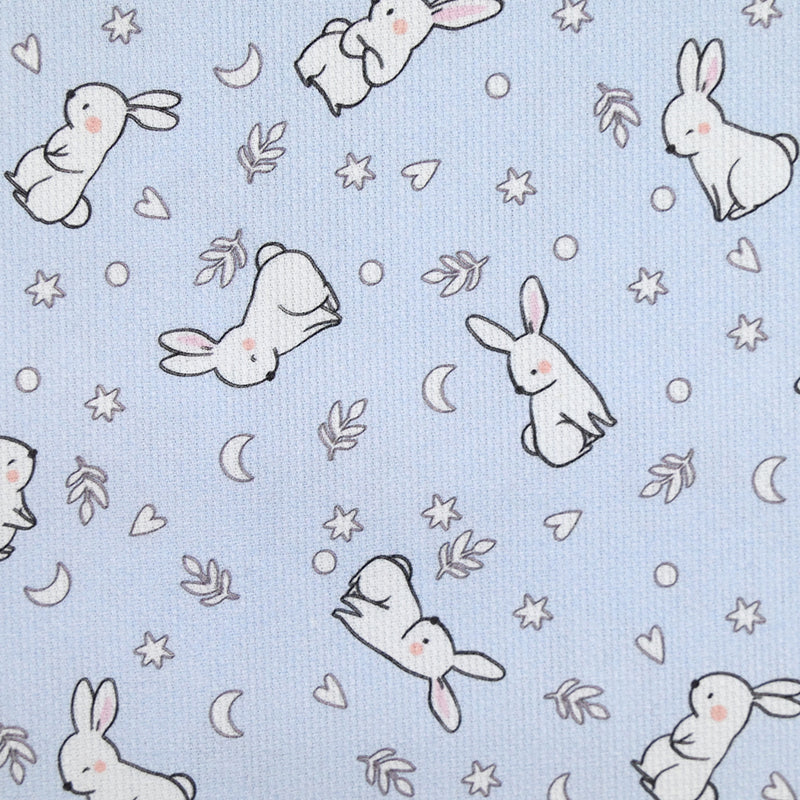 Cotton dive printed young rabbit light blue background