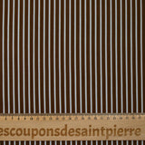 Coton imprimé rayé bleu fond marron