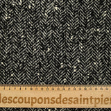 Laine mélangée chevrons noir et écru effet tweed