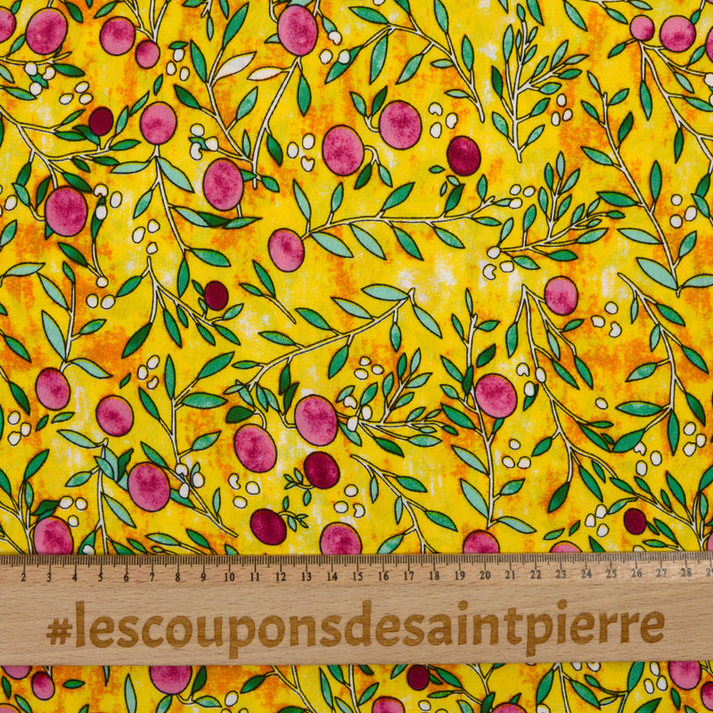 Viscose imprimée olivier fond moutarde