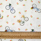 Coton imprimé balades à vélo fond blanc