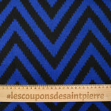Mixed wool scraped royal and black blue chevrons
