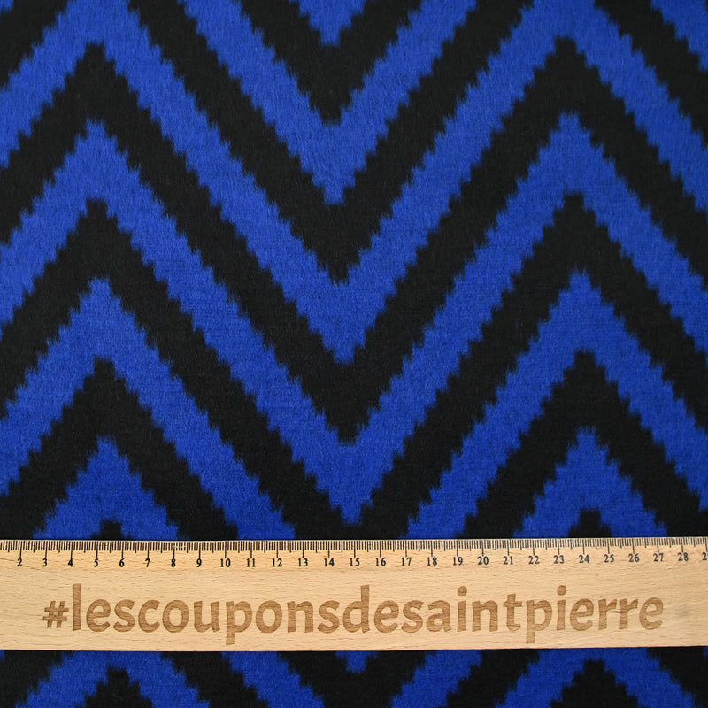 Mixed wool scraped royal and black blue chevrons