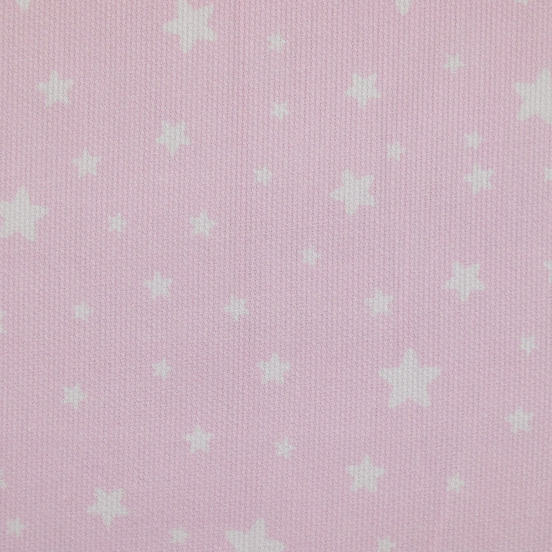 Piqué de coton imprimé étoiles fond rose clair