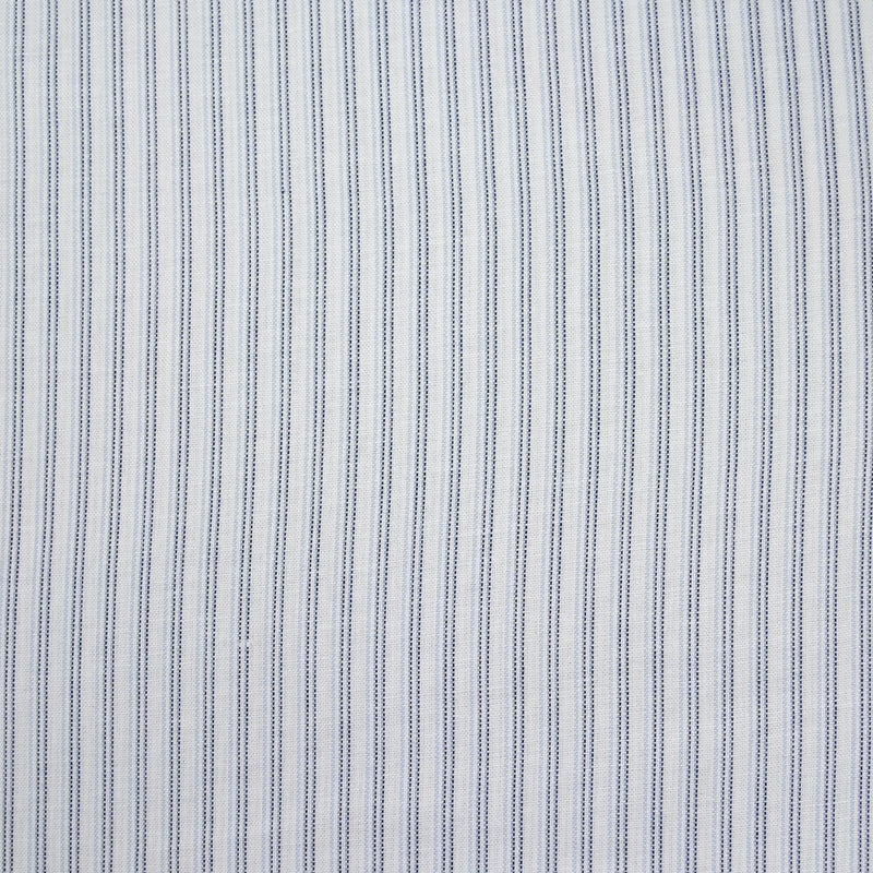 Coton rayé natté bleu fond blanc