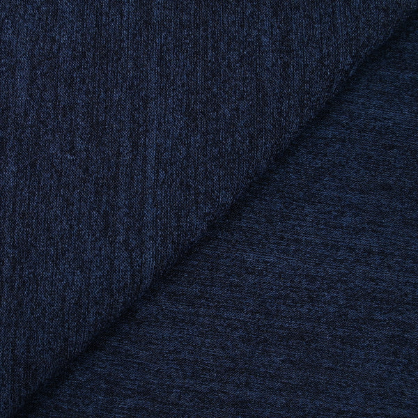 Maille polyester chiné bleu marine