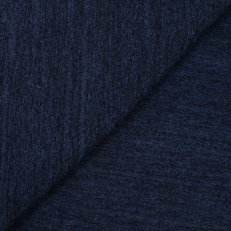 Maille polyester chiné bleu marine