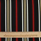 Textured polyester jersey Red stripes black background