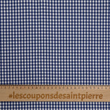 Polycoton élasthanne tissé teint à carreaux bleu et blanc