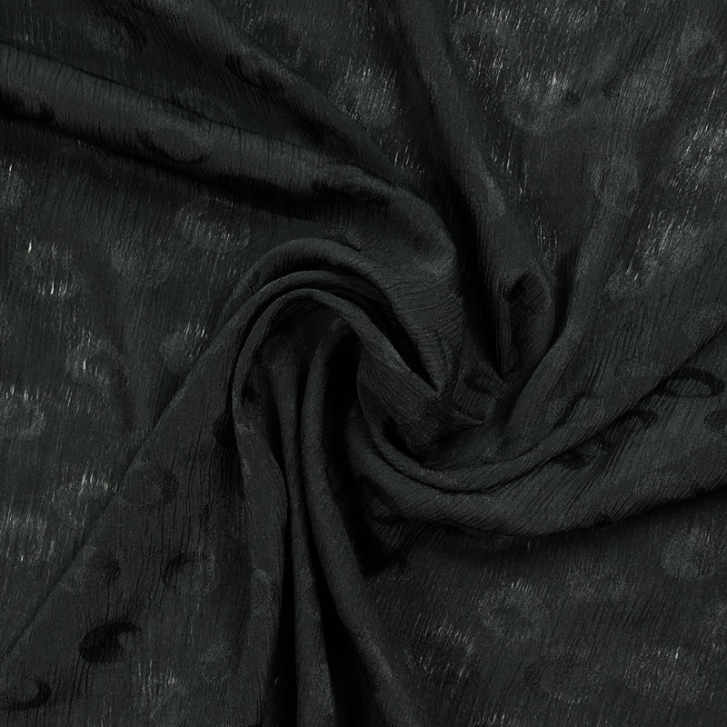 Mousseline Polyester Crinkle Elfy Black Fond
