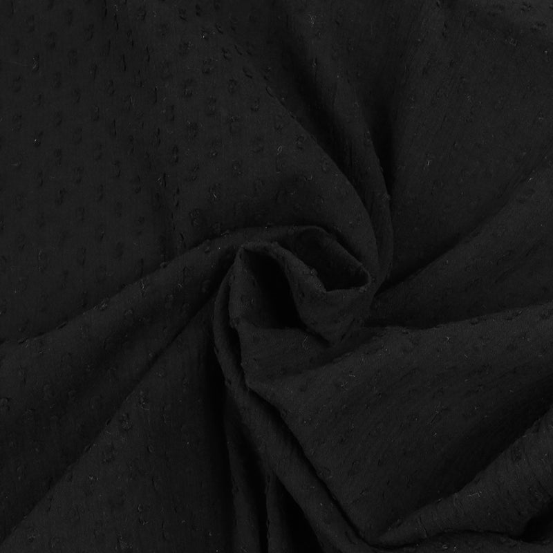 Voile de coton Plumetis crinkle noir