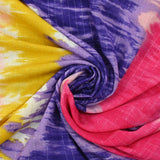 Crecon viscose Lurex tie and pink dye, yellow and purple