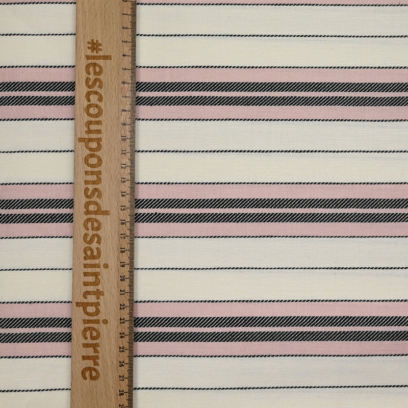 Pink -woven and black ecru background polyviscose jacquard