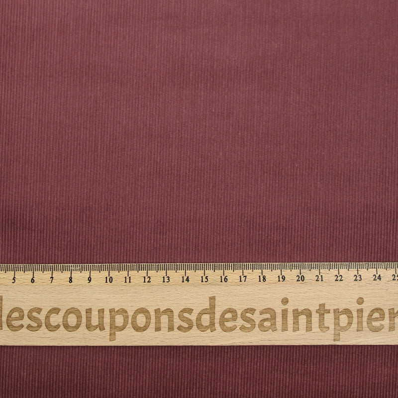 Velours côtelé de coton 1mm bois de rose