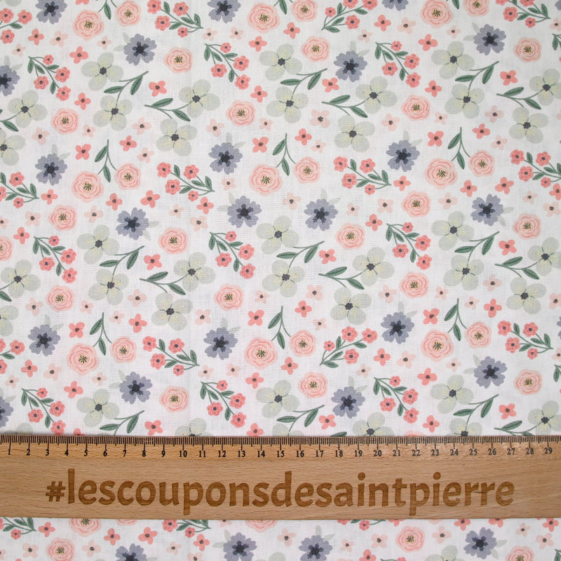Cotton Printed Love Passion Rose and Water Green