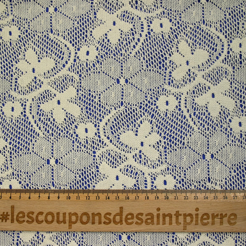 Dentelle polyester effet tricot Lola fond écru