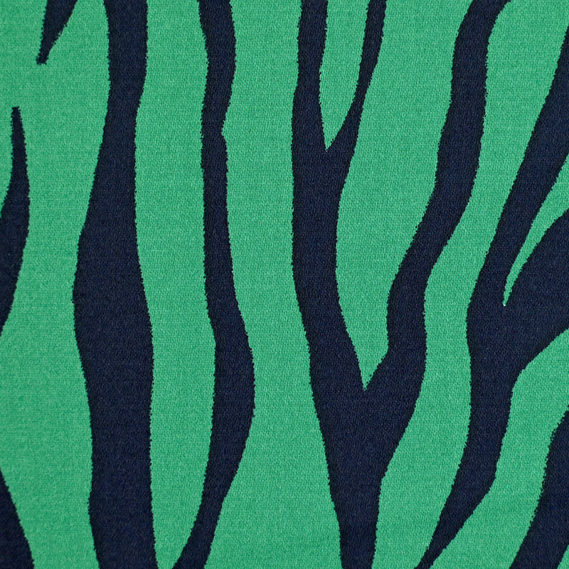 Satin de coton élasthanne imprimé tigres fond vert