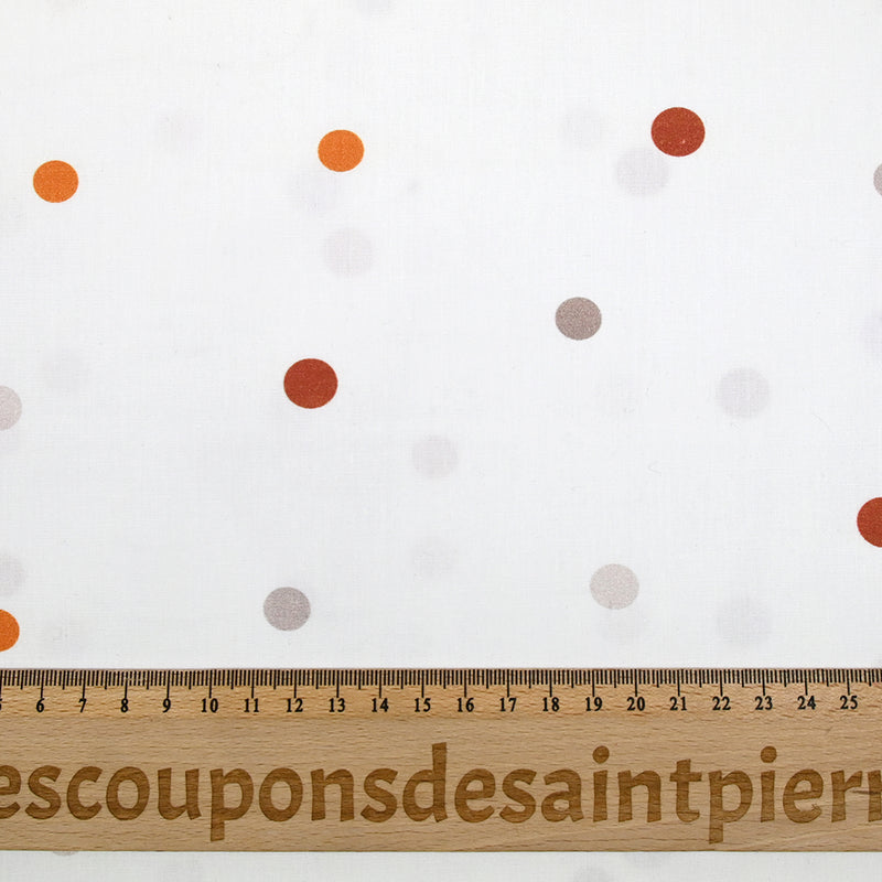 Fondo blanco de algodón estampado de guisante de naranja