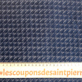 Velours de polyester jacquard pied de poule bleu marine