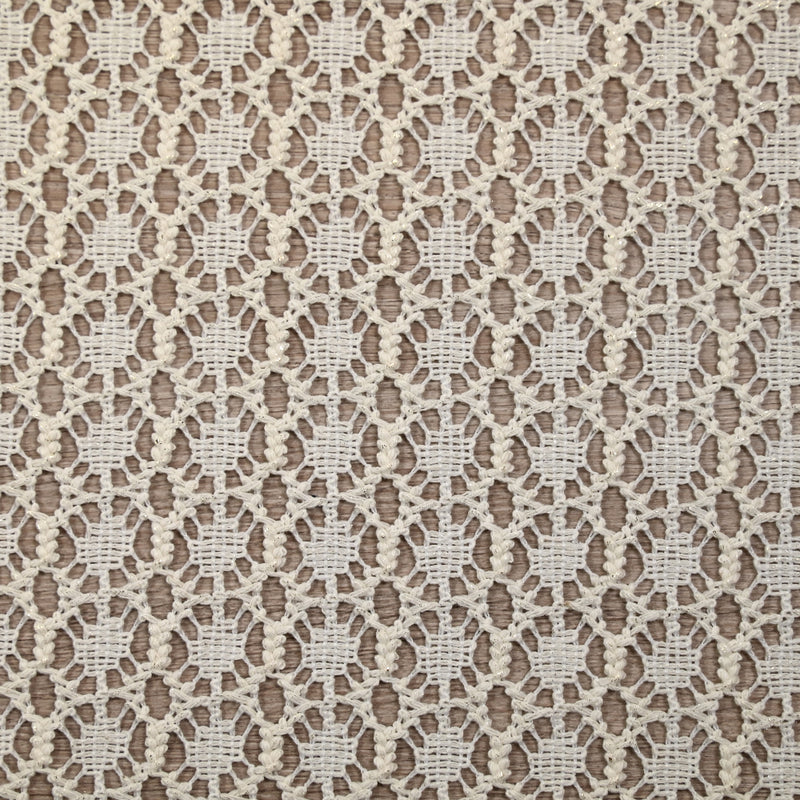 Dentelle polyester rosace irisé fon écru
