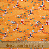 Bájaros de flores estampados de algodón Nuage Naranja