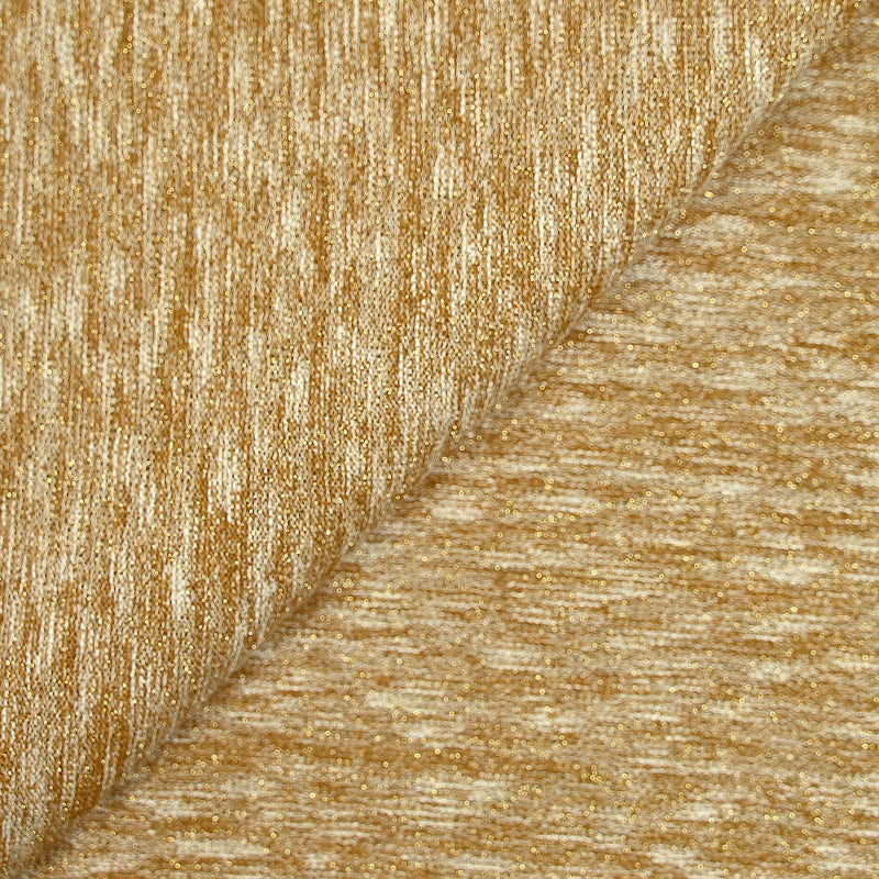 Maille viscose lurex doré fond moutarde et blanc