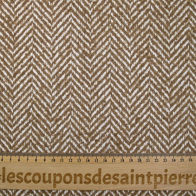 Laine mélangée chevron beige et blanc