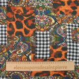 Satin imprimé polyester sauvage roux