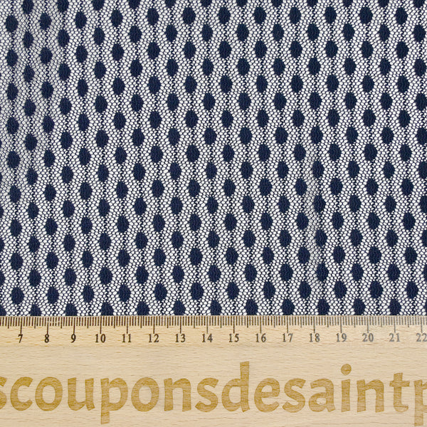 Maille ajourée fine à pois bleu marine