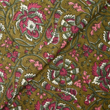 Indian cotton print haora pink and green khaki background